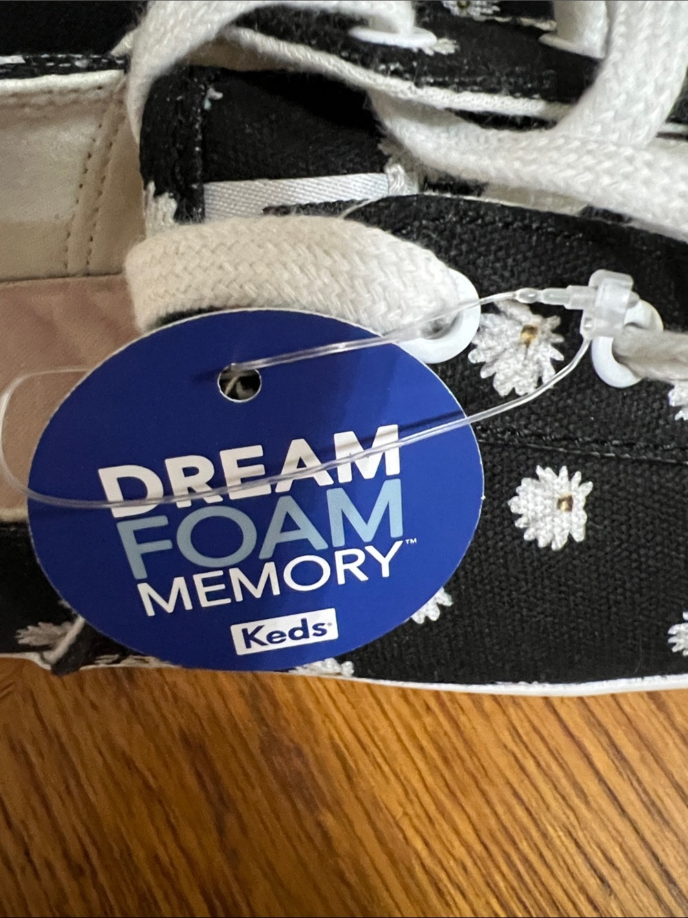 Keds Black Daisy Canvas Sneakers with White Laces - Picture 2 of 8